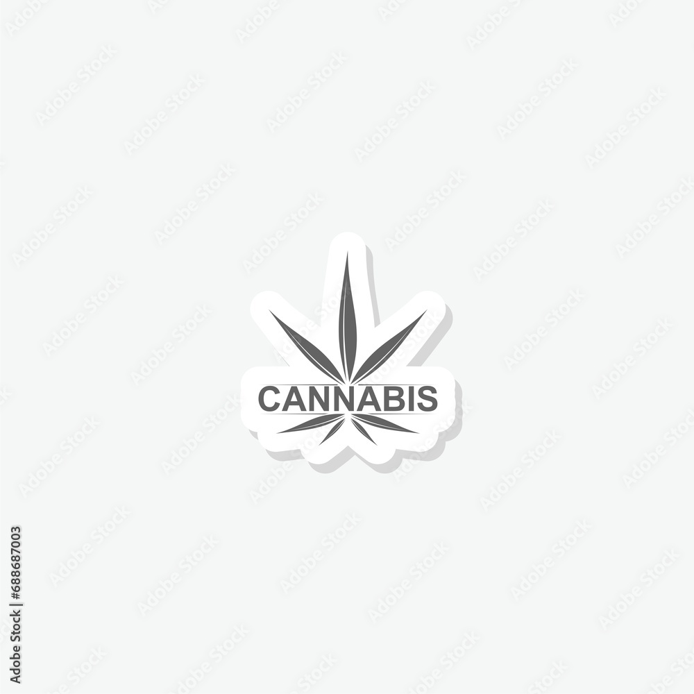 Cannabis plant logo template sticker isolated on gray background