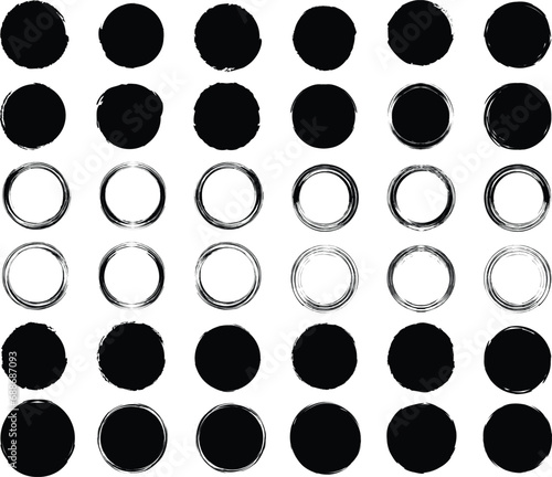 Grunge round shapes. Grunge banner collection. Grunge circle brush vector illustration.