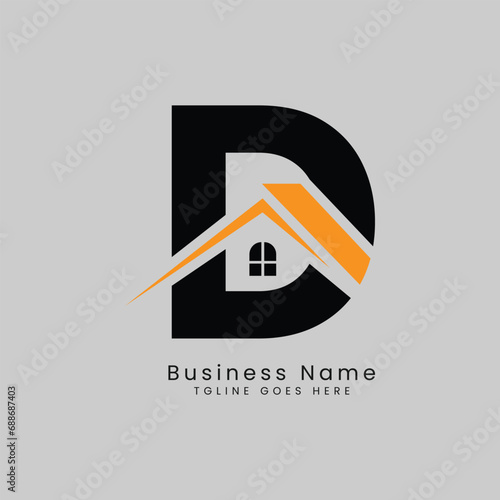 D Letter Real Estate Logo, Vector illustration Template Concept Design Logo for Property Business Image Start with Alphabet D
