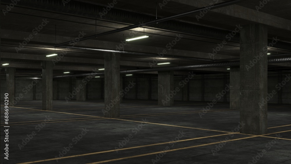 3d old scary Abandoned Underground Parking 3d old scary Abandoned Underground Parking