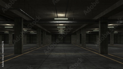 3d old scary Abandoned Underground Parking