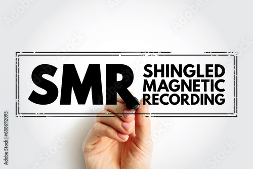 SMR - Shingled Magnetic Recording acronym, technology concept stamp photo