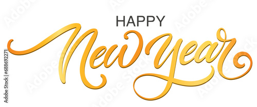 HAPPY NEW YEAR vector calligraphy text write with gold color
