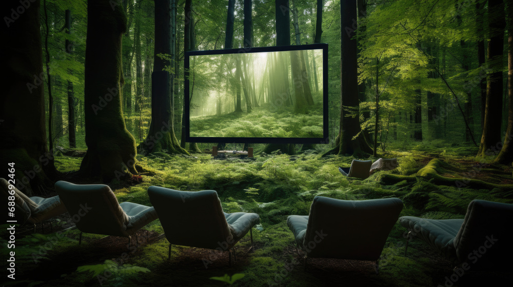 Forest Cinema Trees Frame Screen Ground Blankets Enchanting