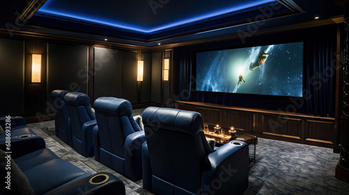 Maritime-Inspired Cinema Leather Recliners Starry LED Ceiling