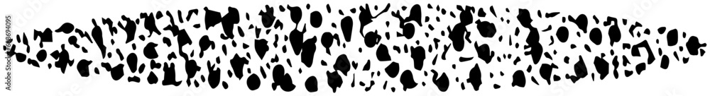 Set of abstract shapeless spots and dots. Black vector grainy brush isolated on transparent background. Rough hand-drawn design element