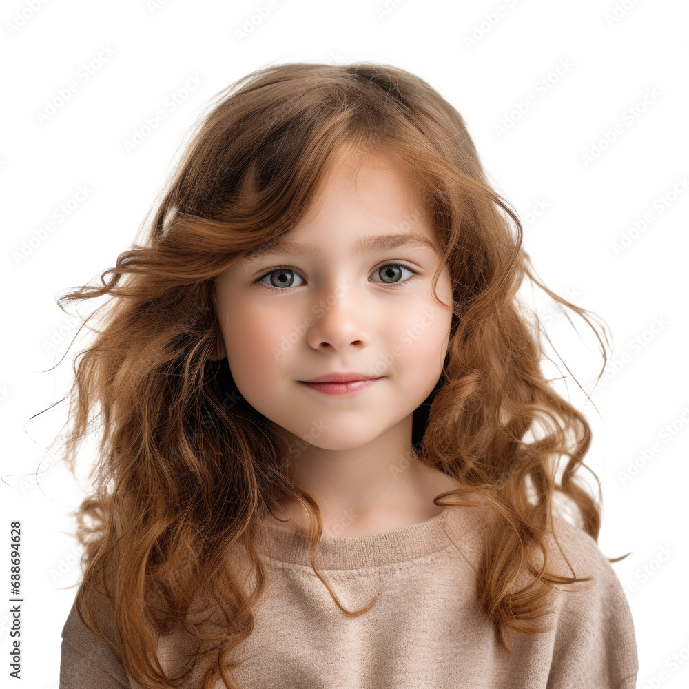 Portrait of little girl isolated on transparent background. Cute child looking at camera Portrait of little girl isolated on transparent background. Cute child looking at camera