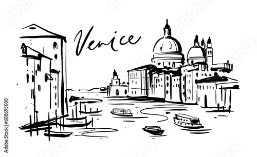 Santa Maria della Salute. Grand Canal. Venice. Italy sketch