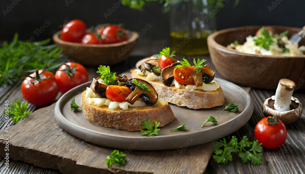 bruschetta with tomato with olive oil bruschetta with tomato with olive oil