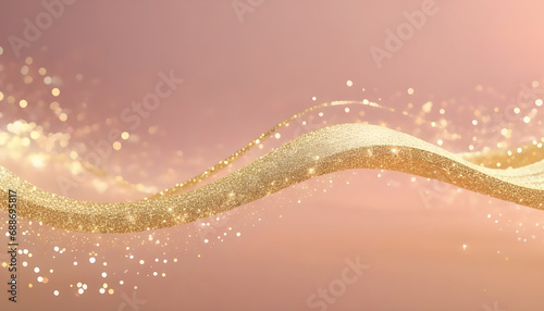 Gold glitter curve whith bokeh on beige backdrop photo
