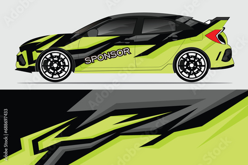 Car sticker design vector. Graphic abstract line racing background kit design for vehicle  race car  rally  adventure and livery wrapping