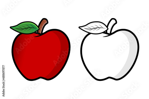 Vector Illustration of apple
red and black and white, suitable for needs, icons, logos and coloring examples photo