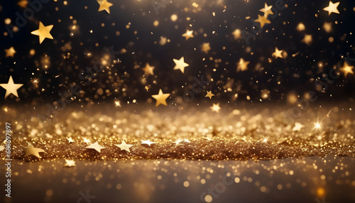 Gold stars confetti falling