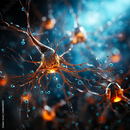 graphical representation of the neural network in the human brain. AI generative.