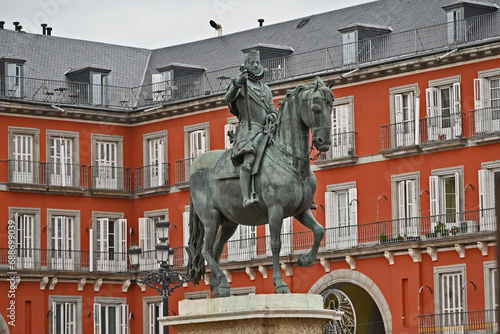 Madrid, la statua equestre di Filippo III, Plaza Mayor - Spagna 