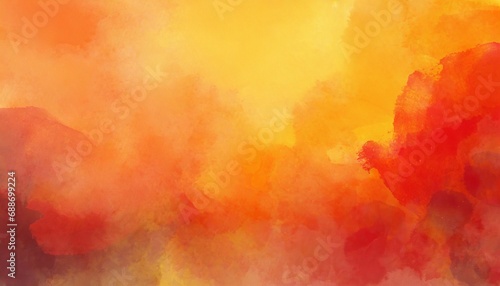 red orange and yelllow background with watercolor and grunge texture design colorful textured paper in bright autumn or fall warm sunset colors wallpaper © Charlotte