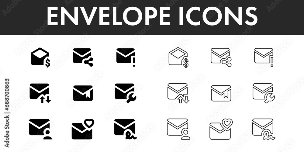 Envelope icons set vector design.