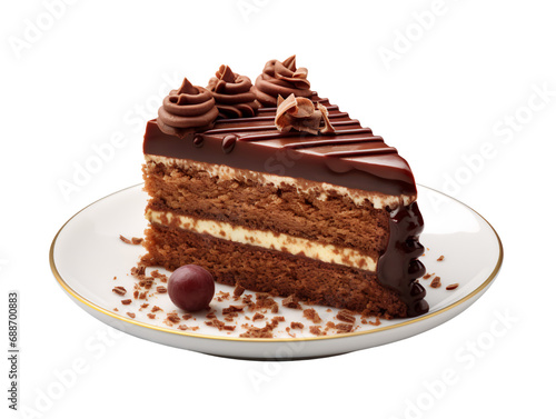 Chocolate Cake Slice  isolated on a transparent or white background