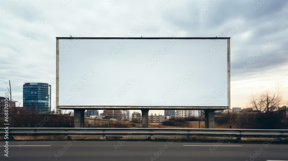 Blank billboard mockup outdoors for advertising on roadside Blank billboard mockup outdoors for advertising on roadside