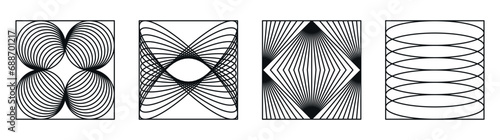 Vector set of design elements and illustrations in simple minimalist linear style - abstract forms and shapes, wall art prints, minimalistic geometric posters ..
