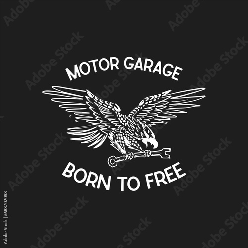 hand draw artwork illustration emblem hawk graphic classic design