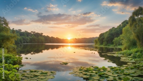 sunset over the lake