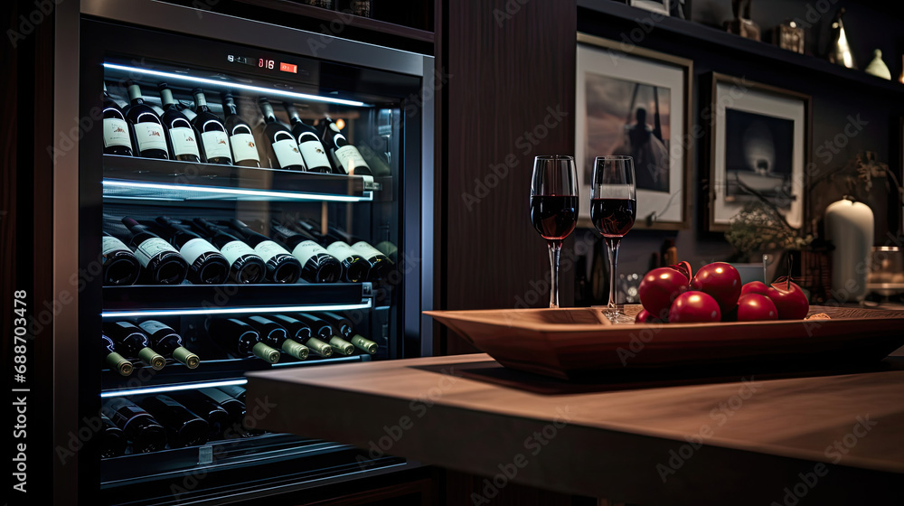 Intelligent wine cellar in a Smart Home with LED accent lighting