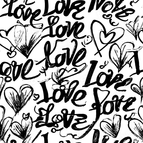 Seamless Decorative Love Letter Pattern  Graffiti for Textile Print for printed fabric design for Womenswear  underwear  activewear kidswear and menswear and Decorative Home Design  Wallpaper Print
