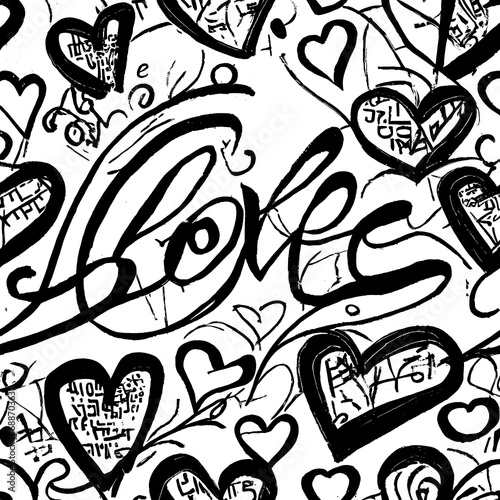 Seamless Decorative Love Letter Pattern  Graffiti for Textile Print for printed fabric design for Womenswear  underwear  activewear kidswear and menswear and Decorative Home Design  Wallpaper Print