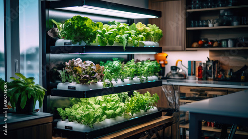 Hydroponic vertical garden in Smart Home automated eco-friendly