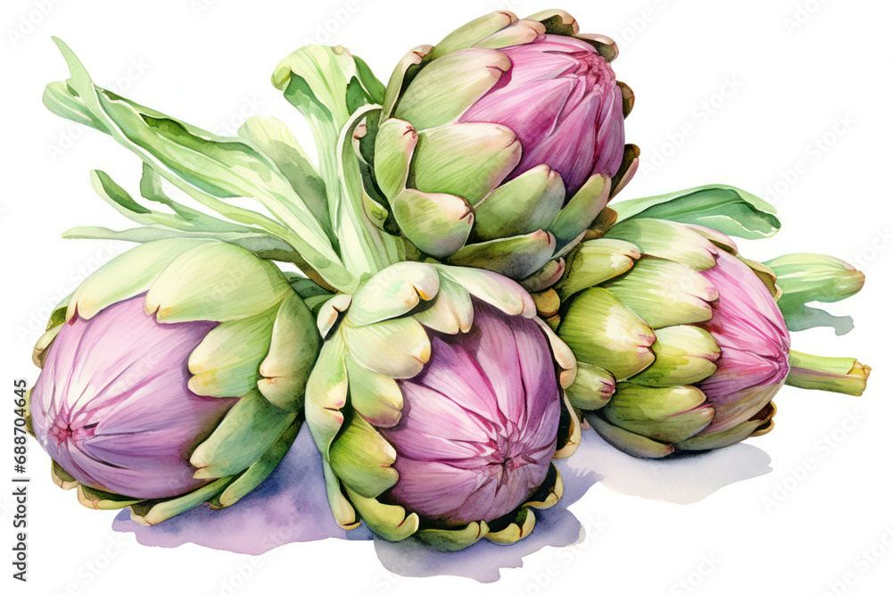 Fototapeta premium Healthy organic food artichoke flower vegetable green plant background nature fresh
