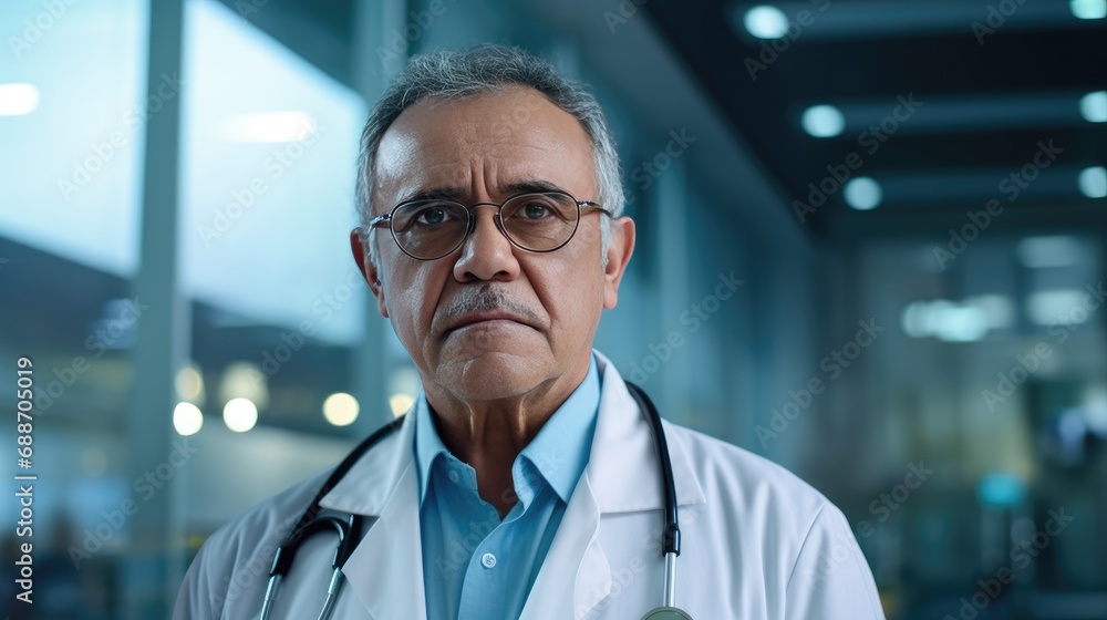 Portrait of a doctor in front of the hospital Portrait of a doctor in front of the hospital