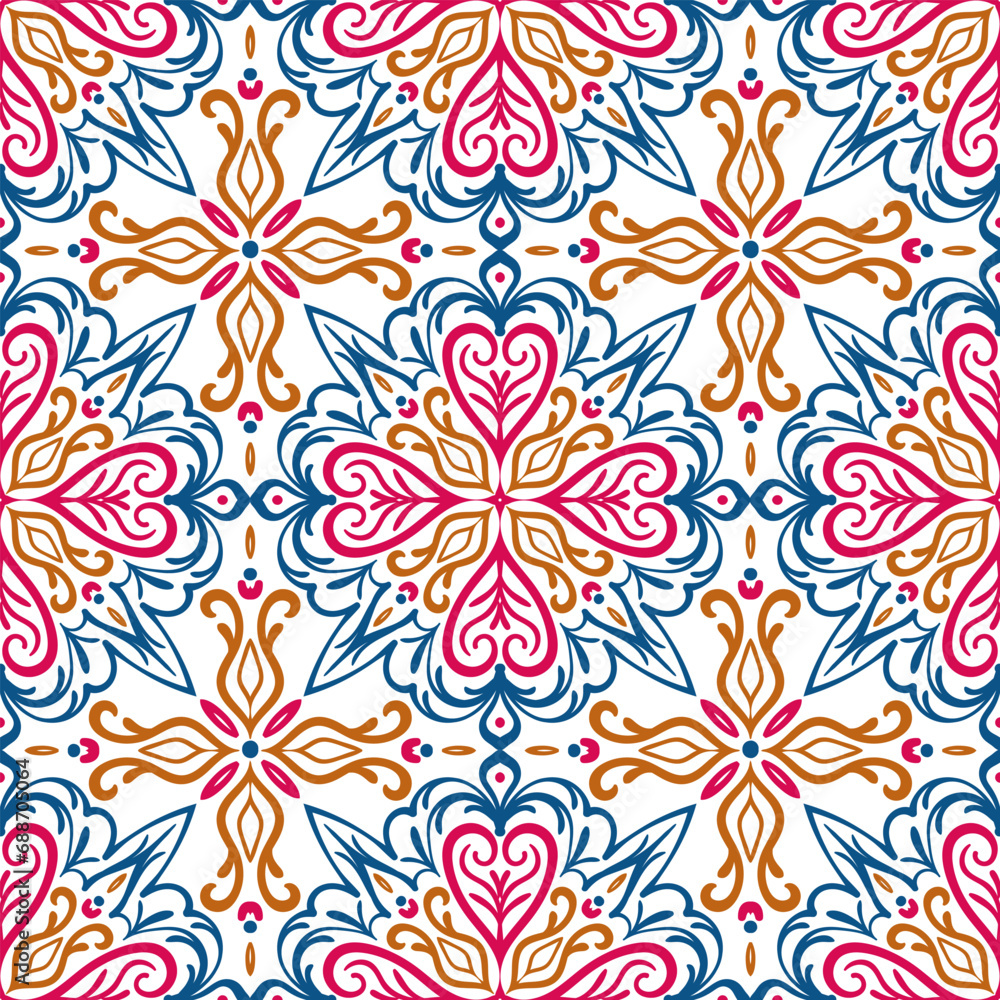Seamless pattern in oriental geometric traditional style. Colorful ornament for decoration, textile, fabric.