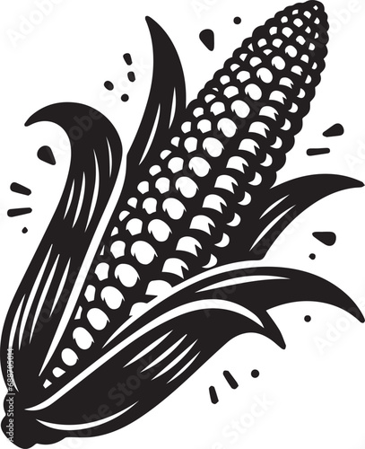 Corn. Vintage engraving illustration, logo. Woodcut