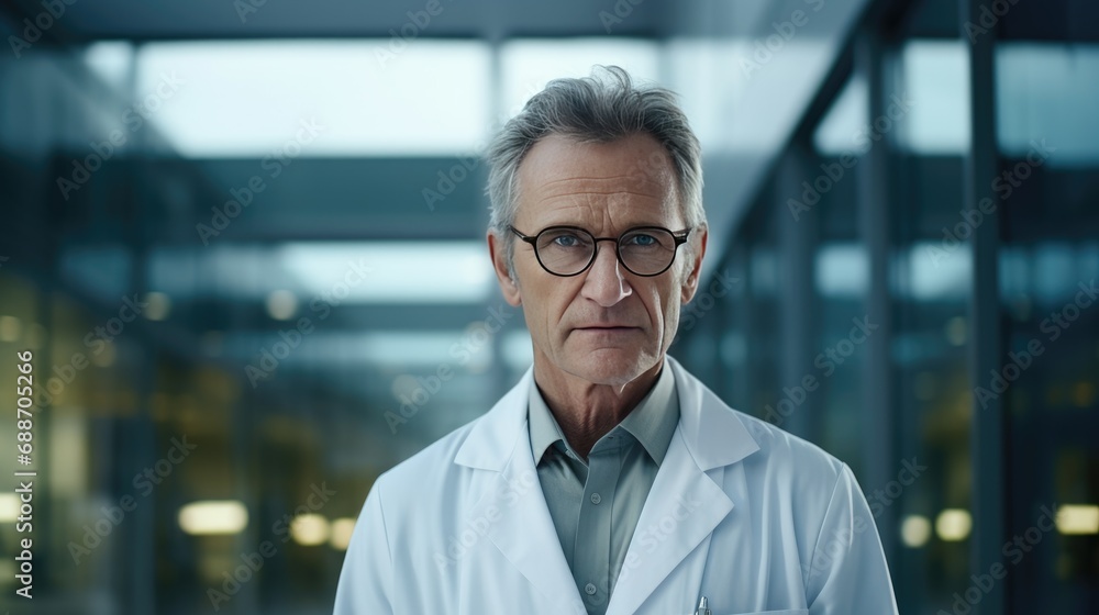 Portrait of a doctor in front of the hospital Portrait of a doctor in front of the hospital