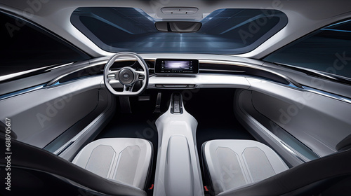 State-of-the-Art Autonomous Car Interior Futuristic Design Smart Connectivity © javier