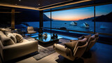 Superyacht Cinema Plush Seating AV Technology Starlit Ceiling Ocean Views
