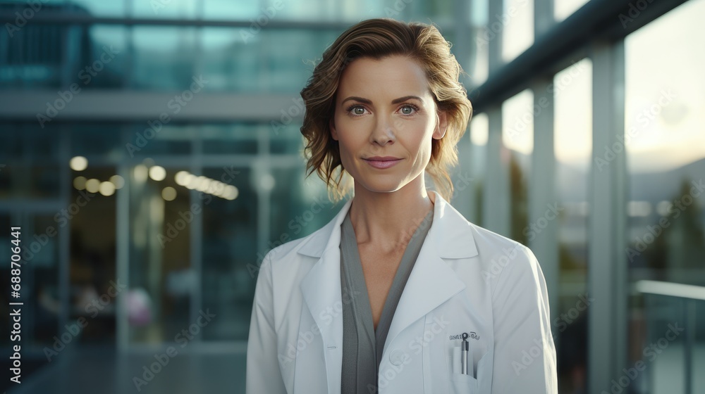 Portrait of a doctor in front of the hospital Portrait of a doctor in front of the hospital