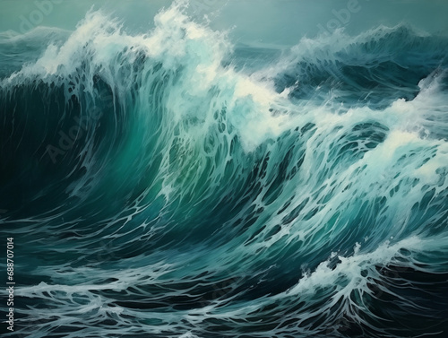 Dark Stormy Sea, Tall Waves In A Storm, Heavy Ocean Current Background Digital Art © Roy