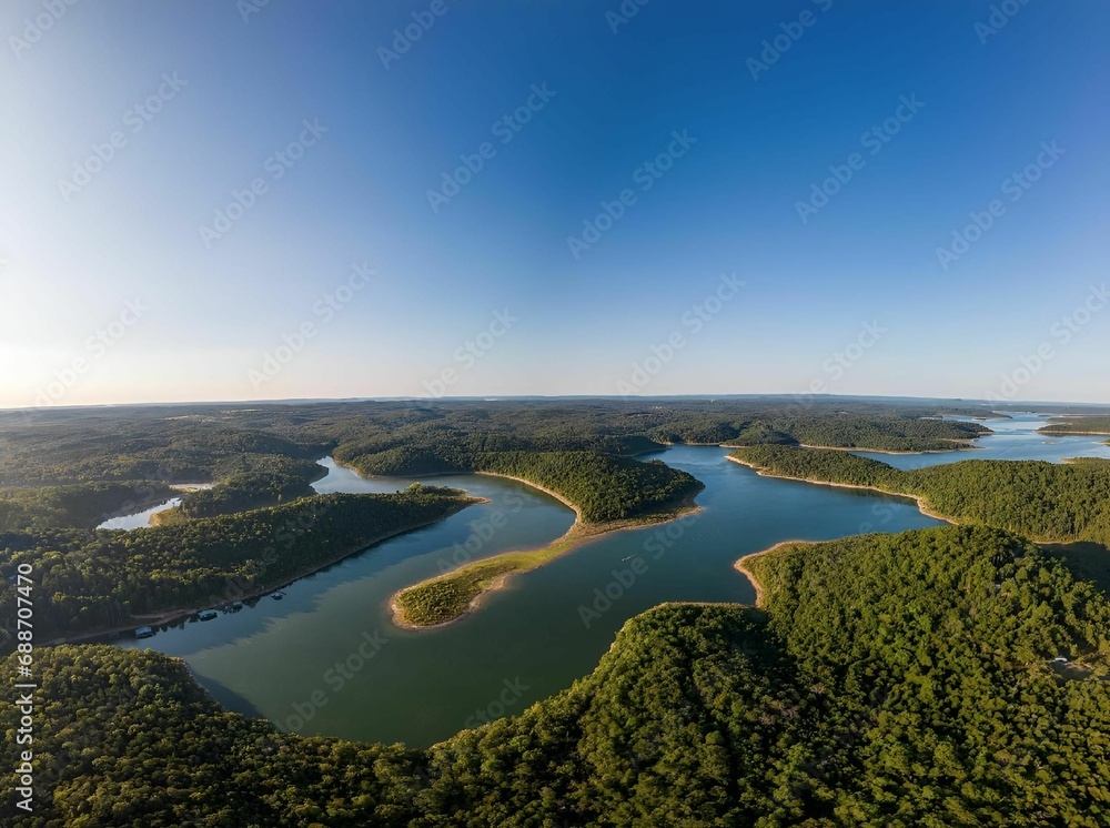 Drone picture from above of Lake Norfork, Arkansas, USA Drone picture from above of Lake Norfork, Arkansas, USA