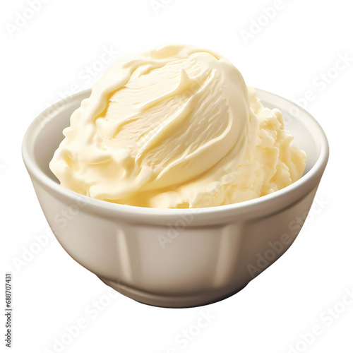 Vanilla ice cream isolated on transparent background