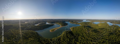 Drone picture from above of Lake Norfork, Arkansas, USA photo