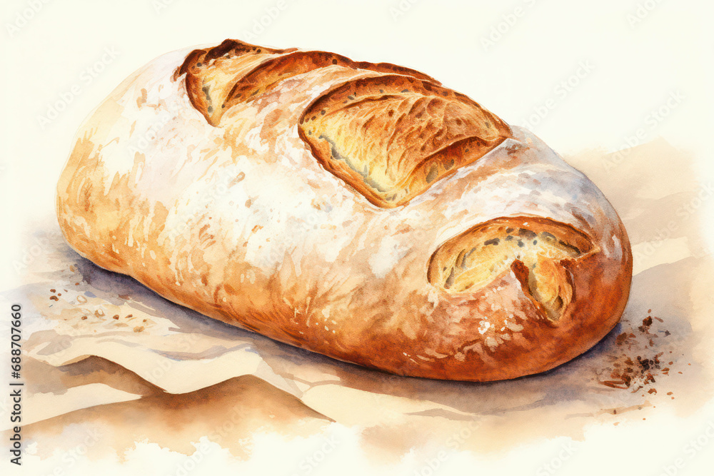 Bread loaf delicious brown food breakfast healthy bakery fresh organic flour background