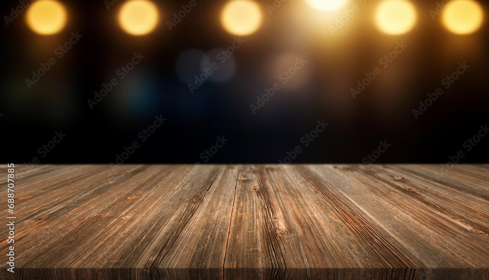 Wooden table or surface with blurred interior background