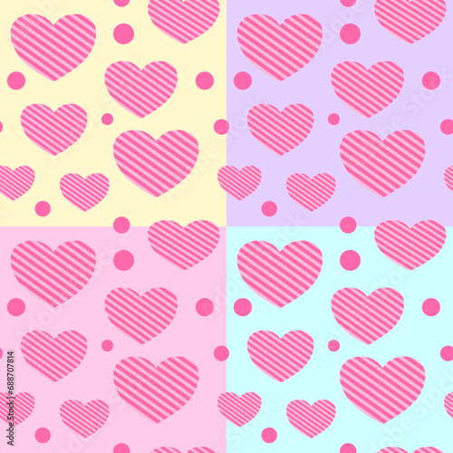 seamless pattern with hearts on colorful pastel background 