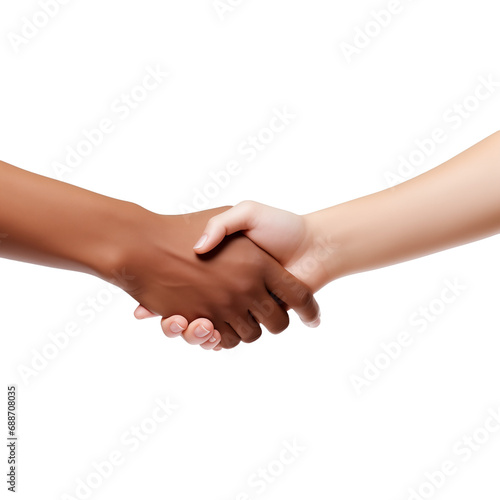 Handshake between two people. Nice to meet you concept on transparent background.
