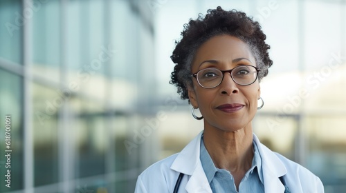 Portrait of a doctor in front of the hospital