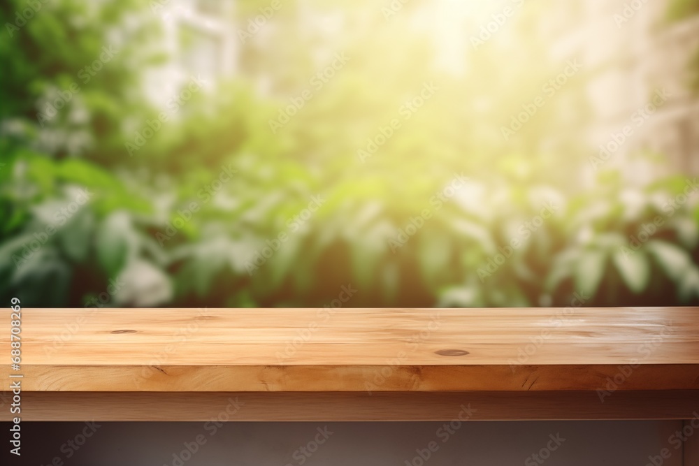 Empty textured wooden table with blur background Empty textured wooden table with blur background