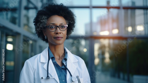 Portrait of a doctor in front of the hospital