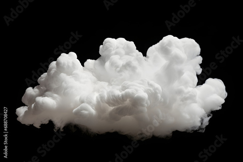 Fluffy white cloud isolated on black background